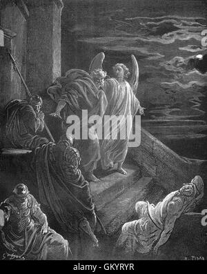 Engraving of St Peter Delivered from Prison by Gustave Doré Stock Photo