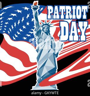 Patriot day card with the flag of unites states of america and statue of liberty. Digital vector image Stock Vector