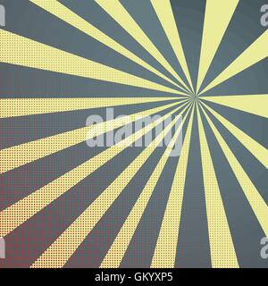 Colored back Pop-Art Style yellow blue background Comic backdrop sunlight, line space. Fun halftone comics book radial template. Stock Vector