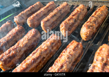 Delicious australian made chevapchichi sausage rolls cooked on BBQ Stock Photo