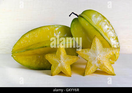 Star apple fruit (Also known as Carambola, starfruit, Averrhoa apple carambola, Bilimbi, Arkin in Florida, Dah Pon, Ma fueng, Ma Stock Photo