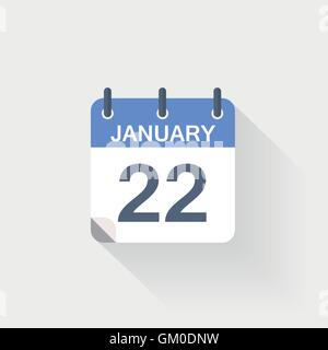 22 january calendar icon on grey background Stock Vector