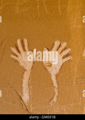 Pictograph,  Waving Hands Site, Canyon Pintado, Colorado Highway 139 south of Rangely, Colorado. Stock Photo