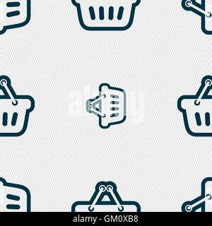 shopping cart icon sign. Seamless pattern with geometric texture. Vector Stock Vector