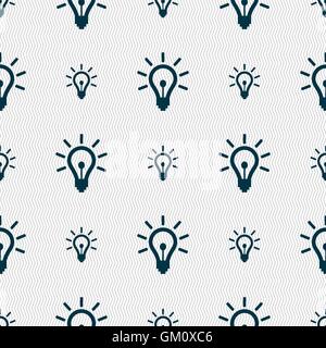 Light bulb icon sign. Seamless pattern with geometric texture. Vector Stock Vector