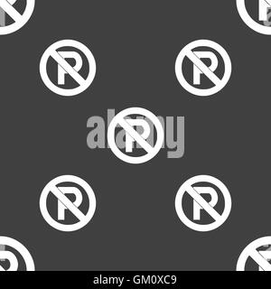 No parking icon sign. Seamless pattern on a gray background. Vector Stock Vector
