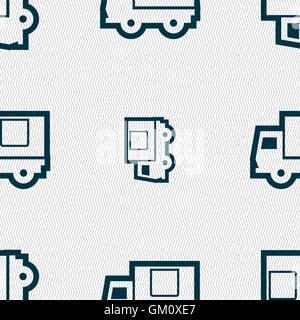 Delivery truck icon  sign. Seamless pattern with geometric texture. Vector Stock Vector