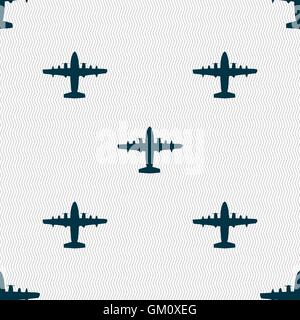 aircraft icon sign. Seamless pattern with geometric texture. Vector Stock Vector