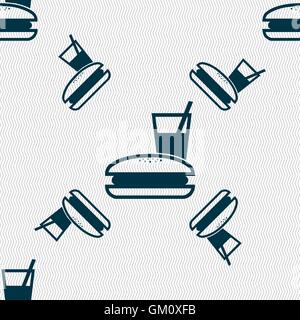 lunch box icon sign. Seamless pattern with geometric texture. Vector Stock Vector
