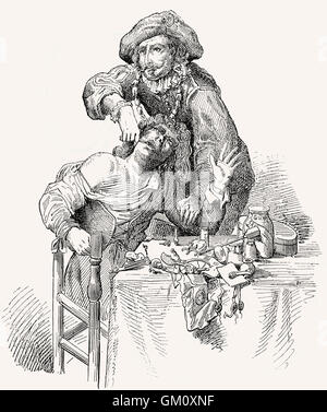 A dentist in the 17th century Stock Photo