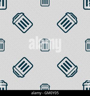 the trash icon sign. Seamless pattern with geometric texture. Vector Stock Vector