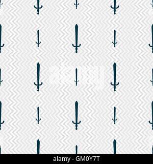 the sword icon sign. Seamless pattern with geometric texture. Vector Stock Vector