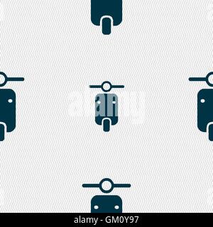motorcycle icon sign. Seamless pattern with geometric texture. Vector Stock Vector