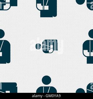 broken arm, disability icon sign. Seamless pattern with geometric texture. Vector Stock Vector