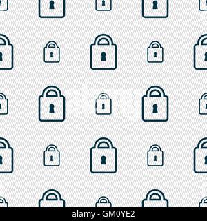 Lock icon sign. Seamless pattern with geometric texture. Vector Stock Vector