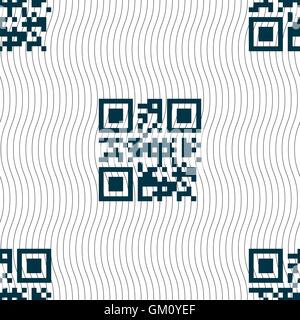 Qr code icon sign. Seamless pattern with geometric texture. Vector Stock Vector