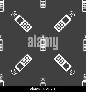 the remote control icon sign. Seamless pattern on a gray background. Vector Stock Vector