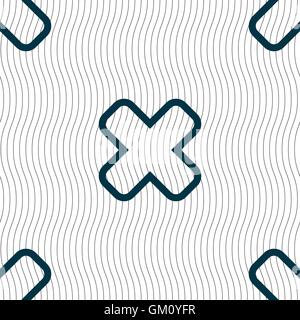 Cancel icon sign. Seamless pattern with geometric texture. Vector Stock Vector