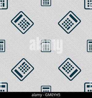 Calculator icon sign. Seamless pattern with geometric texture. Vector Stock Vector