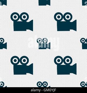 video camera icon sign. Seamless pattern with geometric texture. Vector Stock Vector