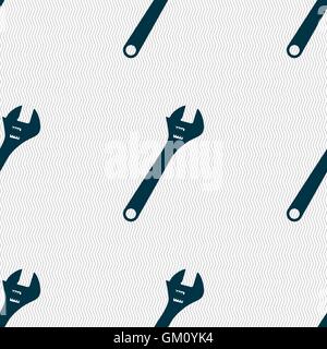 wrench icon sign. Seamless pattern with geometric texture. Vector Stock Vector