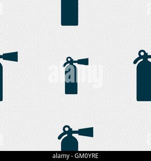 extinguisher icon sign. Seamless pattern with geometric texture. Vector Stock Vector