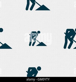 repair of road, construction work icon sign. Seamless pattern with geometric texture. Vector Stock Vector