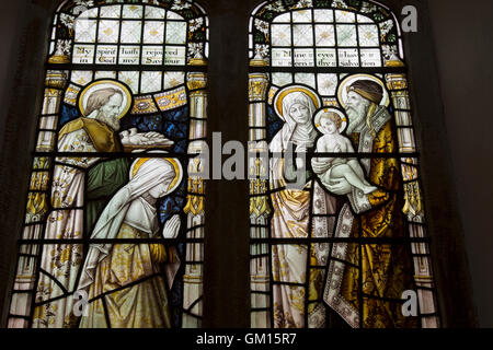 Stained Glass Window, St Oswalds Church, Grasmere, Lake District; England; UK Stock Photo