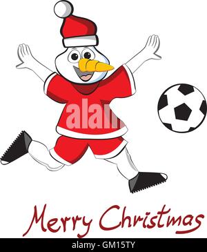 Premium Vector  Football christmas greeting card. merry christmas and  happy new year flat cartoon sports banner. soccer ball as a xmas ball on  background. vector illustration.