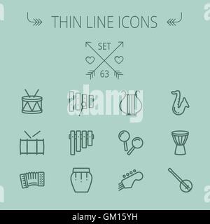 Music and entertainment thin line icon set Stock Vector