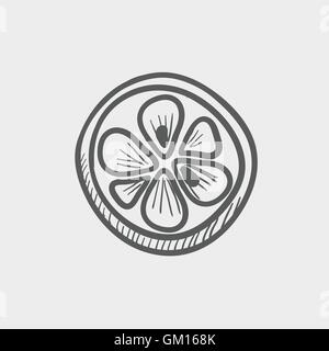 Slice of lemon sketch icon Stock Vector