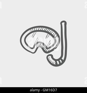 Mask and snorkel for snorkelling sketch icon Stock Vector