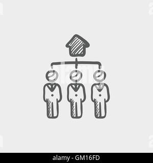 Three agent in one house sketch icon Stock Vector