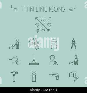 Construction thin line icon set Stock Vector