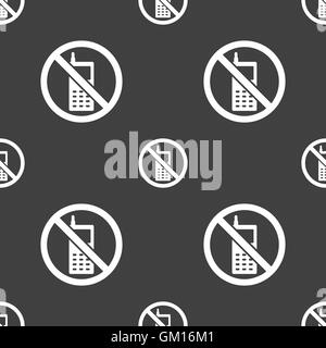 mobile phone is prohibited icon sign. Seamless pattern on a gray background. Vector Stock Vector