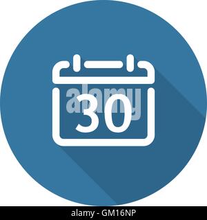 Calendar Day Icon. Flat Design. Long Shadow. Stock Vector