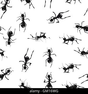 Seamless pattern with cute many brown ants on background Stock Vector
