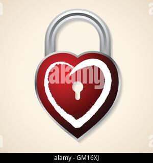 Red heart shaped padlock Stock Vector