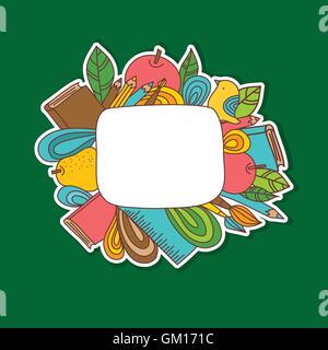 Hand drawn back to school doodles with school stationary. Stock Vector