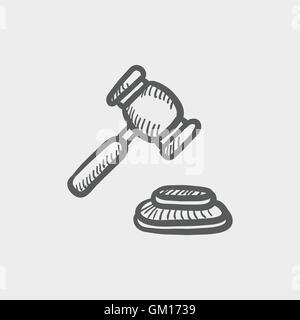 Gavel sketch icon Stock Vector