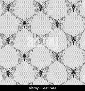 Black and white seamless with butterflies on the voile Stock Vector ...