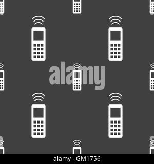 the remote control icon sign. Seamless pattern on a gray background. Vector Stock Vector