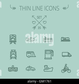 Transportation thin line icon set Stock Vector