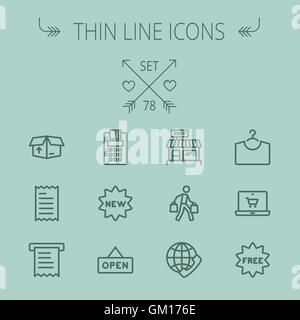 Business shopping thin line icon set Stock Vector