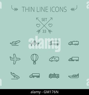 Transportation thin line icon set Stock Vector