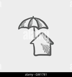 House insurance sketch icon Stock Vector