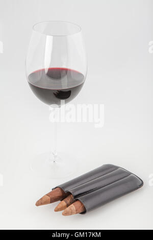 Red Wine and Cigars Stock Photo