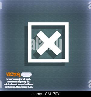 Cancel   icon symbol on the blue-green abstract background with shadow and space for your text. Vector Stock Vector