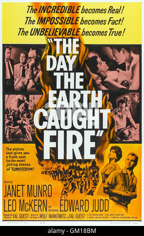 The Day the Earth Caught Fire (1961) directed by Val Guest and starring Edward Judd, Janet Munro and Leo McKern. The Earth is knocked off its axis and things start to get hot. See description for more information. Stock Photo