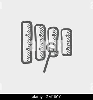 Xylophone with mallet sketch icon Stock Vector
